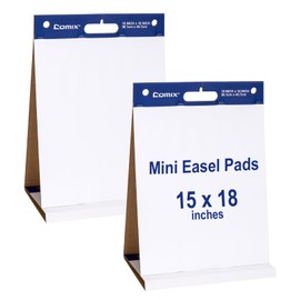 Comix Sticky Portable Tabletop Easel Pads, 15 x 18 Inches Flip Chart Paper for Training, Presentation, Meetings, Doodling, 20 Sheets/Pad, 2 Pads/Pack