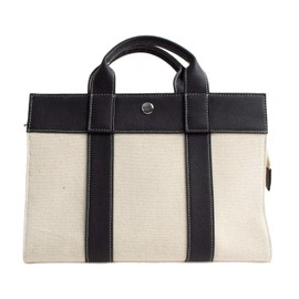 MALTA Small Mini Tote Bag, Canvas, Cowhide Leather, Zipper, Lightweight, Plain, Canvas, Men's, Women's, multicolor (black / white)