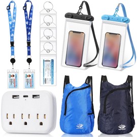 Tenceur 11 Pcs Cruise Accessories Kit 4 Carnival Cruise Luggage Tag 2 Lanyard 1 Power Strip 2 Phone Pouch 2 Folding Schoolbag(Classic)
