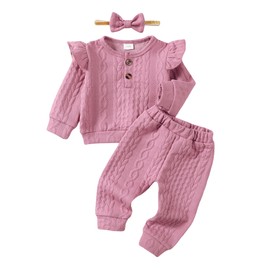 Mioglrie Toddler Baby Girl Clothes Top Pants Set Baby Girl Outfit Cute Baby Girl Gifts Baby Clothes Girl Clothing Pink 18-24 Months Girl Clothes