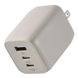 Elecom Charger & me 65 W Type-C x 2 Ports, USB-A x 1 Port, USB PD Compatible, Swing Plug, PPS Compatible, Greige MPA-ACCP4465GB
