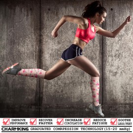 CHARMKING Compression Socks for Women and Men Circulation (4 Pairs) 15-20 mmHg is Best Support for Athletic Running Cycling (S/M, Multi 08)