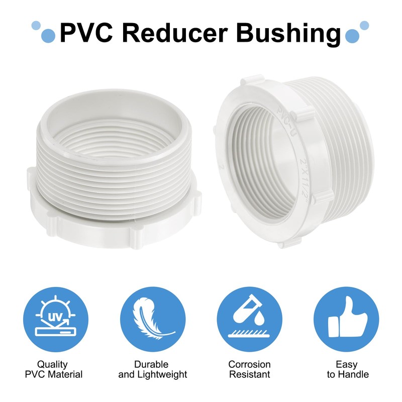 sourcing map 5 Pcs PVC Reducer Bushing G2 Male Thread