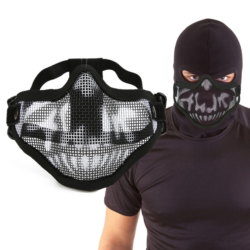 Metal Mesh Face Guard Tactics Half Cover Protective for Paintball