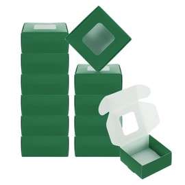 PATIKIL 2.5"x2.5"x1" Paper Soap Box with Window, 30 Pack Homemade Soap Boxes Square Presents Packaging Boxes for Birthday Christmas DIY Craft, Dark Green