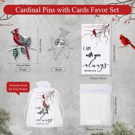 Geosar Set of 50 Memorial Cardinal Sign Pins Set Funeral Pocket Token Guardian Pocket Oil Dropped Cardinal Pins I Am with You Always Cards Organza Bags Religious Presents(Fashion)