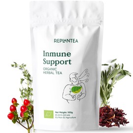 InmuneTea Organic 100g (50 Cups) | Herbal Loose Leaf Tea with Rosehip, Hibiscus, Lemongrass, Sage, Nettle, Thyme and Lime Flower REPLANTEA