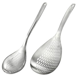 Suwimut 2 Pack Skimmer Slotted Spoon, Stainless Steel Skimmer Ladle Skimmer Spoon Spider Strainer with Comfort Handle and Hanging Holes for Kitchen Cooking Draining and Frying
