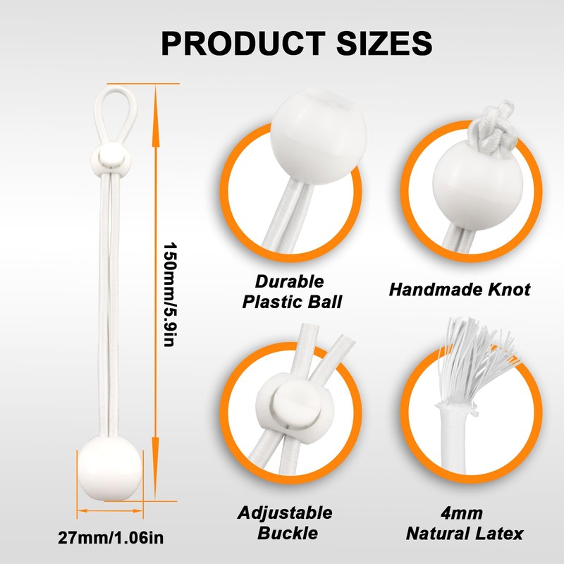 Universal Bungee Tie Downs, MARRTEUM Ball Bungee Cords Multipurpose Elastic