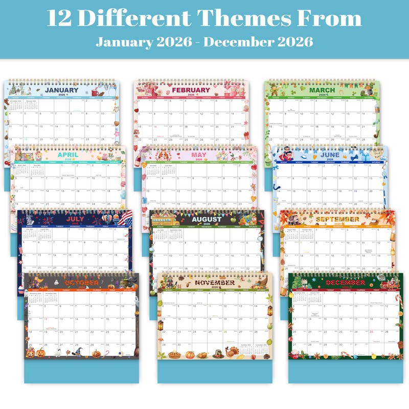 2026 Desk Calendar - Standing Flip Desktop Calendar 2026 from