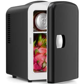 Electactic Compact Refrigerator, Portable Mini Fridge, Skin Care 4L Capacity/6 Cans, for Bedroom, Car, Office & Dorm, Small Cooler for Cosmetics, Beverage and Food, Black