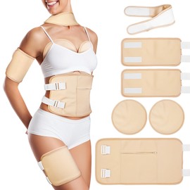 Castor Oil Pack Wrap, Organic Cotton Castor Oil Wrap 6pcs Reusable Castor Oil Packs Kit for Women Stomach Liver Detox Breast Knees Feet Legs with Heating