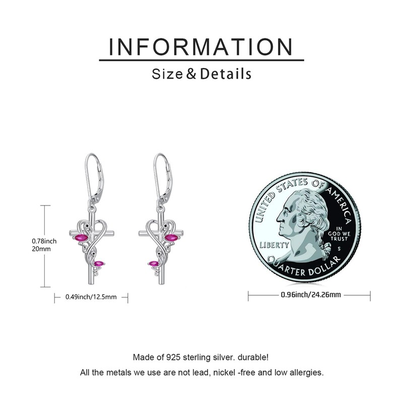 JUSTKIDSTOY Flamingo Earrings for Women 925 Sterling Silver Cross Dangle
