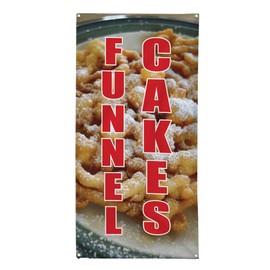 Vertical Vinyl Banner Multiple Sizes Funnel Cakes Restaurant and Food Outdoor Weatherproof Industrial Yard Signs 8 Grommets 96x48Inches