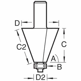 Trend Professional Bevel Cutter, 80-Degree, 1/2 Inch Shank, 26mm Cut Diameter & 35mm Cut Length, Two Bearings, Tungsten Carbide Tipped, 46/103X1/2TC