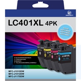 USEHOTI LC401XL Ink Cartridges Compatible for Brother LC401 LC401XL High Yield Work with Brother MFC-J1010DW MFC-J1012DW MFC-J1170DW Printer (Black Cyan Magenta Yellow, 4XL Pack)
