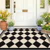 Black and White Diamond Outdoor Easy Jute Front Porch Rug