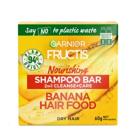 Garnier Fructis, Solid Shampoo, Cleansing And Nourishing, Banana Hair Food 2in1 Shampoo Bar, 60g