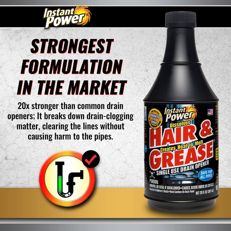 Instant Power Hair and Grease Drain Opener – Multipurpose Liquid