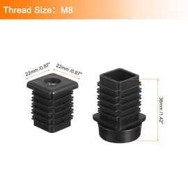 UXCELL 8 Set Black Plastic Round Furniture Leg Levelers, M8x22x22mm, 22mm Hole, Modern Style, Heavy Furniture, Indoor Use, All Floor Types
