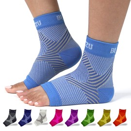 BLITZU Compression Socks for Plantar Fasciitis, Achilles Tendonitis Relief. Ankle Compression Sleeve for Heel Spurs, Foot Swelling, Fatigue & Sprain. Arch Support Brace for Sports, Gym Blue XXL