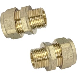 15mm by 3/8" BSP Male Iron Thread European Grohe Tap Flexible Tap Adapters Brass Coupler (Pair)