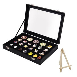 IONPSHG Large Enamel Pin Display Case, 14x9.5 Inch Dustproof Organizer for Military Medal, Jewelry Pin, Badge, Earring, Rings, Necklaces - Large Pin Collection Holder Shadow Box Frame (11/8")