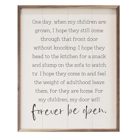 Kendrick Home Family Wall Art - "One Day When My Children Are Grown" White Hardwood Signs, Unique Home Art Decor Sign for Living Room, Office Decorations for Work, Entryway Wooden Decor, 8" x 10"