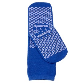 Dynarex Slipper Socks with Grips for Women & Men - Double-Sided Anti-Slip Grippy Socks with Elastic Band - Warm, Fuzzy, Lightweight, No Latex - Large, Blue, 1 Pair