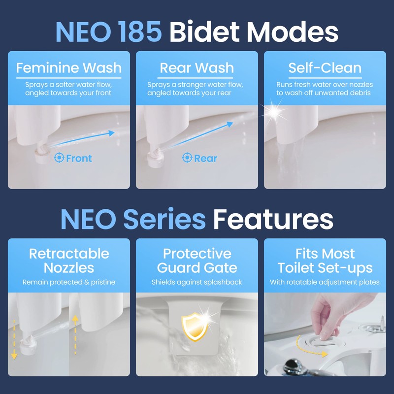 LUXE Bidet NEO 185 - Dual Nozzle, Self-Cleaning, Non-Electric Bidet