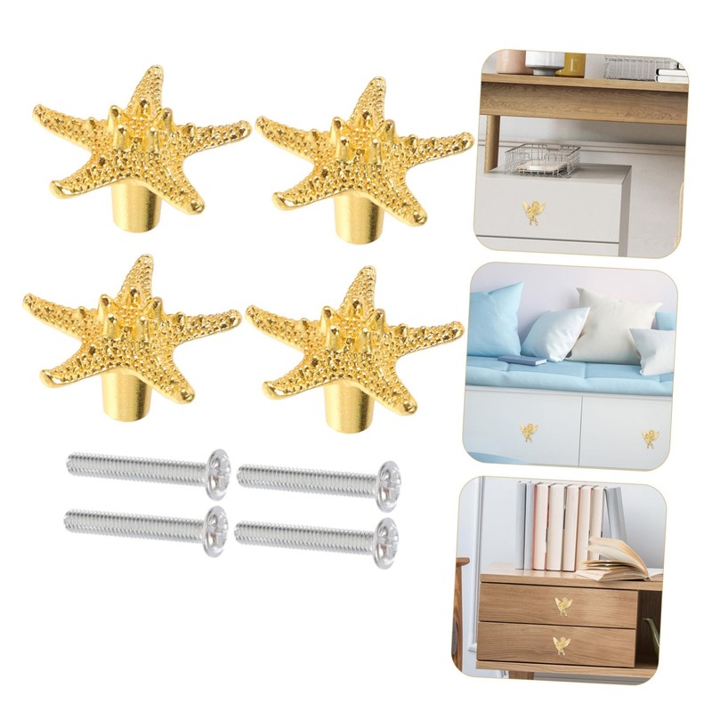 TEHAUX 4pcs Retro Drawer Pulls Stylish Furniture Handle Accessory for