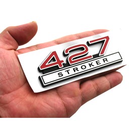 1pc 427 Stroker 7.0 Liter Engine Emblems Badge 3D Decals Stickers Cars Trucks (Chrome Red)