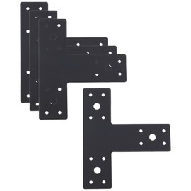 T Shape Mending Plate 4Pcs, 6.3 x 5.52 Inch, Heavy Duty T Bracket Connector with Screws for Wood Furniture Pergola Truss Framing 2x2 Lumber Repair