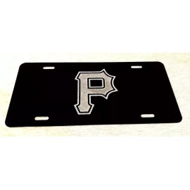 BLVD Pittsburgh Pirates P Car Tag Diamond Etched on Aluminum License Plate