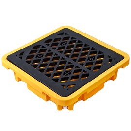 Cjgyz Spill Containment Pallet 26.4"x26.4"x6" - Anti-Slip Leakproof Detachable Plastic Tray with Drain - for Industrial/Outdoor Uses (1 Pcs)