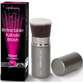 KESHIMA Flat Top Retractable Makeup Brush by Keshima - Premium Retractable Kabuki Brush, for Foundation Liquid Makeup, Powder, Cream and Blush