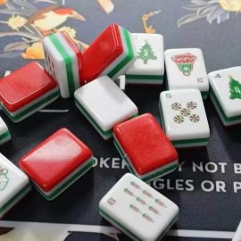 Christmas Style Custom Mahjong Tiles160Tiles Factory Direct Supply Luxury Premium US LocalStock  Private GatheringsSize: 1.26inch*0.95inch *0.63inch, Color: Christmas style