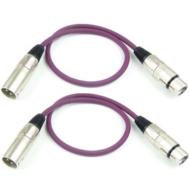 Adam Hall Cables K3MMF0050PUR Microphone Cable XLR Female to XLR Male DMX Audio Cable 3-Pin (0.5 m, Purple, 2) Pack of 2