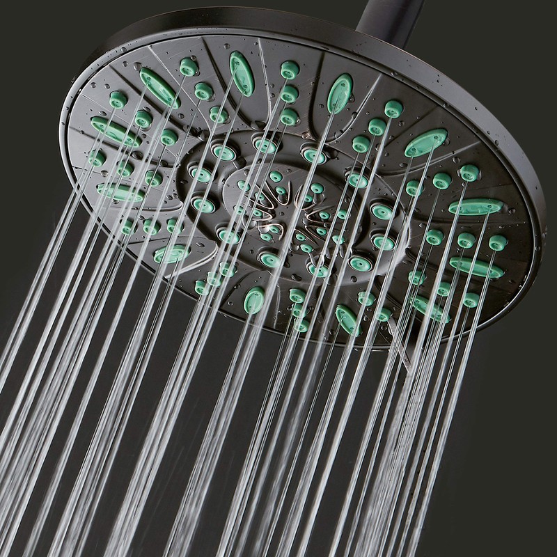 AquaDance 7-inch 6-Setting Rainfall Showerhead with Anti-Microbial Microban Protection from