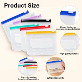 Pill Pouches Bags for Travel 14 Pieces, A8 Reusable Zippered Pill Organizer