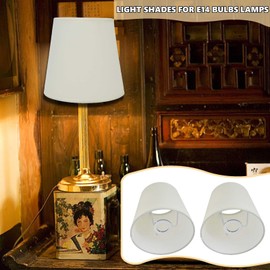 HERCHR Fabric Lampshade,2 Pack Small Lampshades for Bedside Lamps E14 Bedside Light Lampshades,Small White Lampshades for Bedside Lamps Chandelier Lamp Shade Barrel Pendant Lamp Shades for Table Lamp