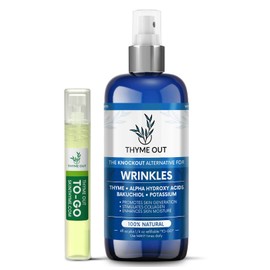 Thyme Out All Natural Anti-Wrinkle Face Mist Spray with Thyme, Bakuchiol, AHA, Beta Carotene and Potassium - Fights Wrinkles, Fine Lines, Inflammation, and Dryness While Boosting Collagen (4 oz)