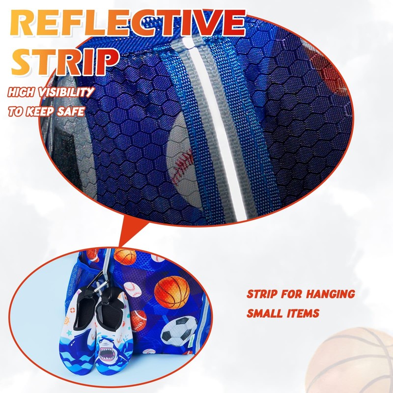 Kids Gym Drawstring Backpack String Bag, Ball Sports Gym Bag