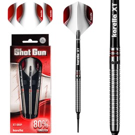 Karella Shotgun 80% Tungsten Soft Dart 18g for Electronic Dartboard, 2BA Thread, 3 Darts with Plastic Tip, Dart Machine, Tungsten, Professional Type with Flight and Shaft