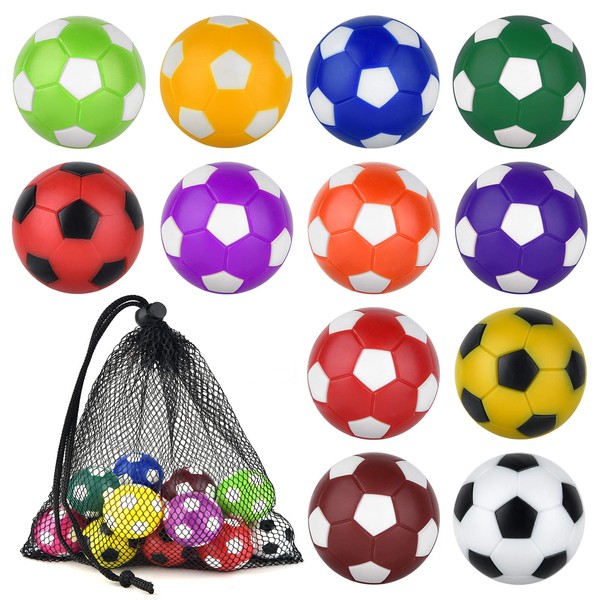 Coopay 12 Pieces 36mm Foosball Balls Table Football Soccer Replacement Balls Multicolor Official Tabletop Game Balls with a Black Drawstring Bag ( 12 Mixed Colors)