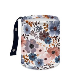 Darisoco Colorful Flower Mini Car Trash Bin with Adjustable Buttons Car Garbage Can Multipurpose Car Storage Bag Collapsible Reusable