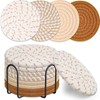 Cotton Rope Coasters with Metal Holder, Set of 8, Modern
