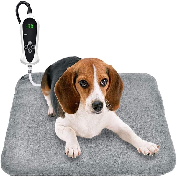 RIOGOO Pet Heating Pad, Upgraded Electric Dog Cat Heating Pad Indoor Waterproof, Auto Power Off (M: 18"x 18", Grey)