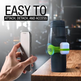 Gymmi - Magnetic Water Bottle Phone Holder Silicon Gym Strap | Premium Gym Accessory for Men and Women | Holds Phone, Keys & Earphones | Universal Fit for 12 oz – 40 oz Gym Bottle (Neon Green)