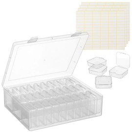 Bead Organizer Box, 30Pcs Small Clear Plastic Bead Storage Containers, 1Craft Storage Boxes with Hinged Lid, 84 Labels, Mini Box for Jewelry Making Bracelets Beading Nails Screws Seeds Small Parts